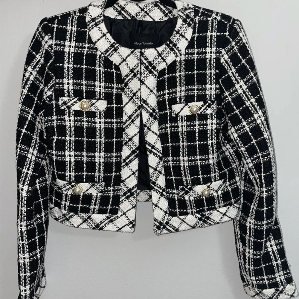 NWT Jealous Tomato Tweed Pearl Blazer- M